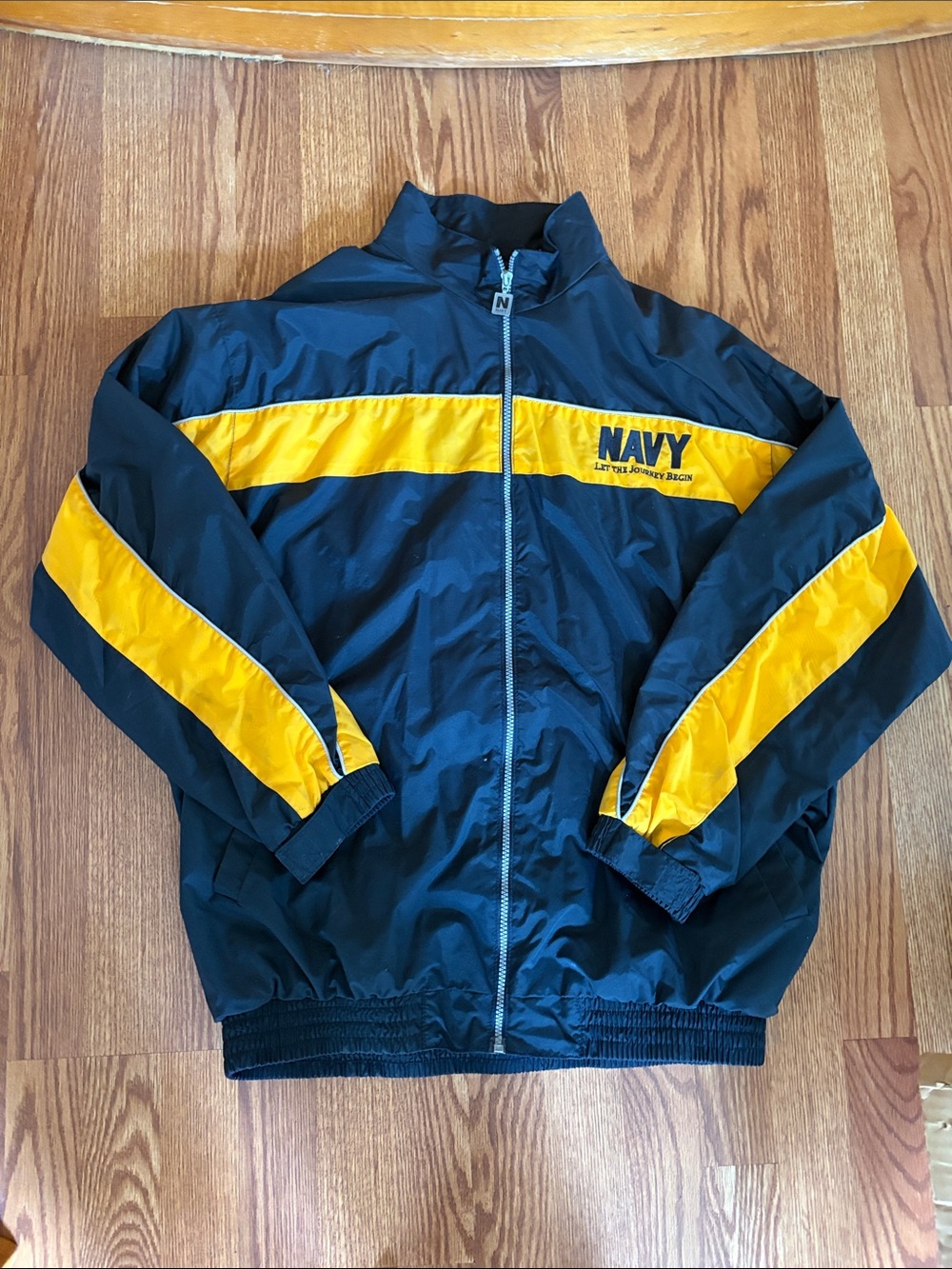 Navy “Let The Journey Begin “Blue & Yellow Windbreaker Jacket - NAVY Logo